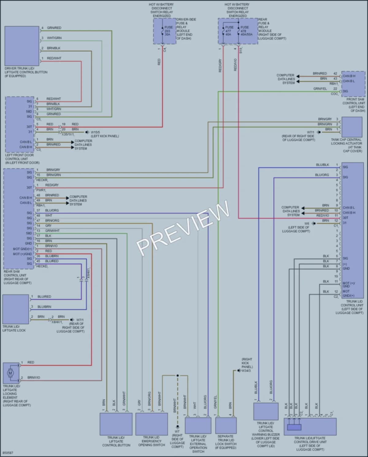 2023 MercedesBenz CLS450 Trunk Tailgate Fuel Door wiring diagram preview