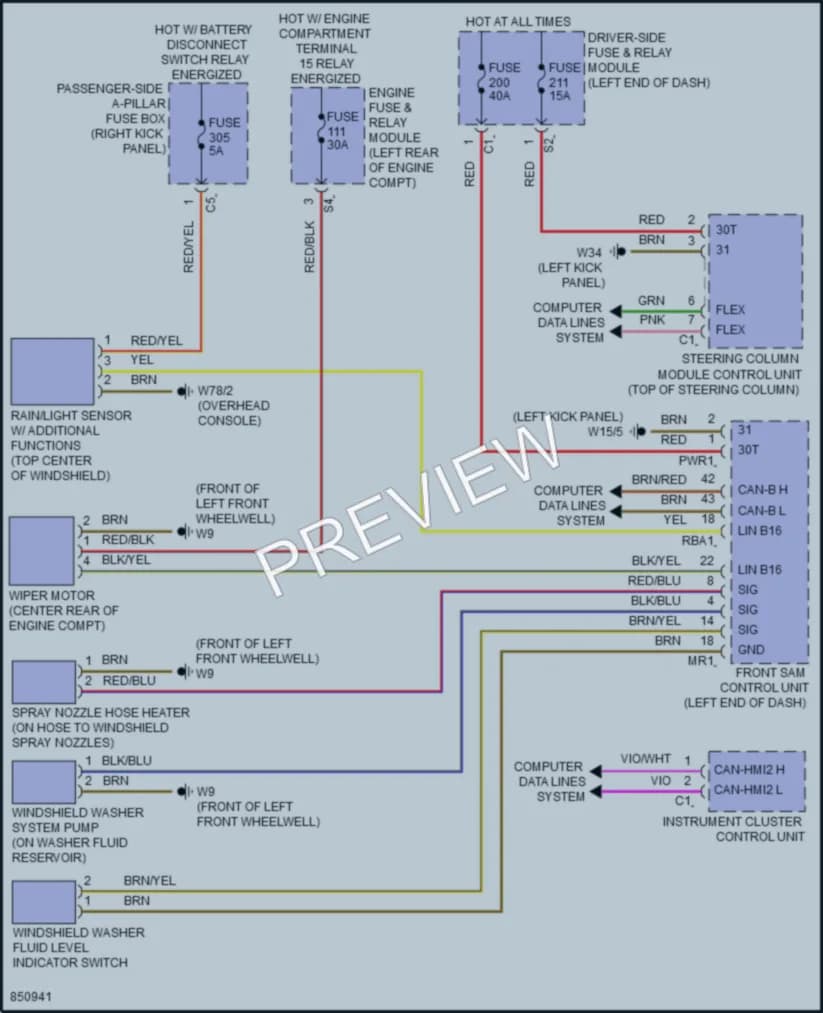 2023 MercedesBenz CLS450 Wiper Washer wiring diagram preview