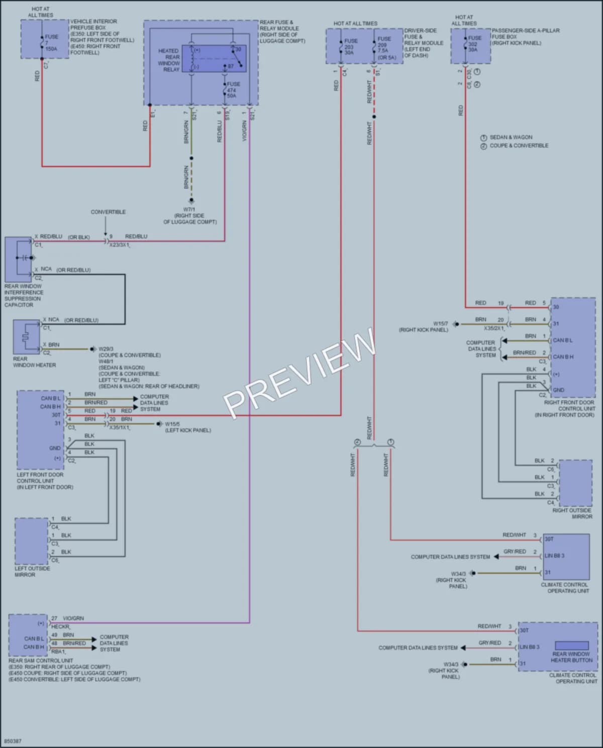 2023 MercedesBenz E350 Defoggers wiring diagram preview