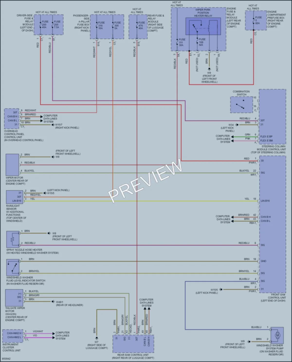 2023 MercedesBenz E350 Wiper Washer wiring diagram preview