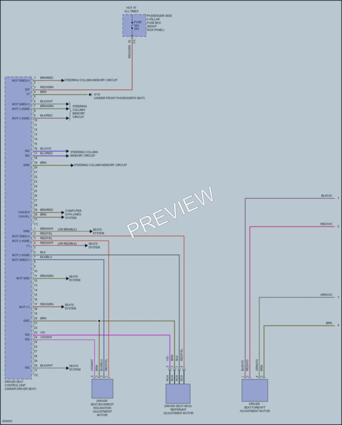 2023 MercedesBenz E450 Memory Systems wiring diagram preview