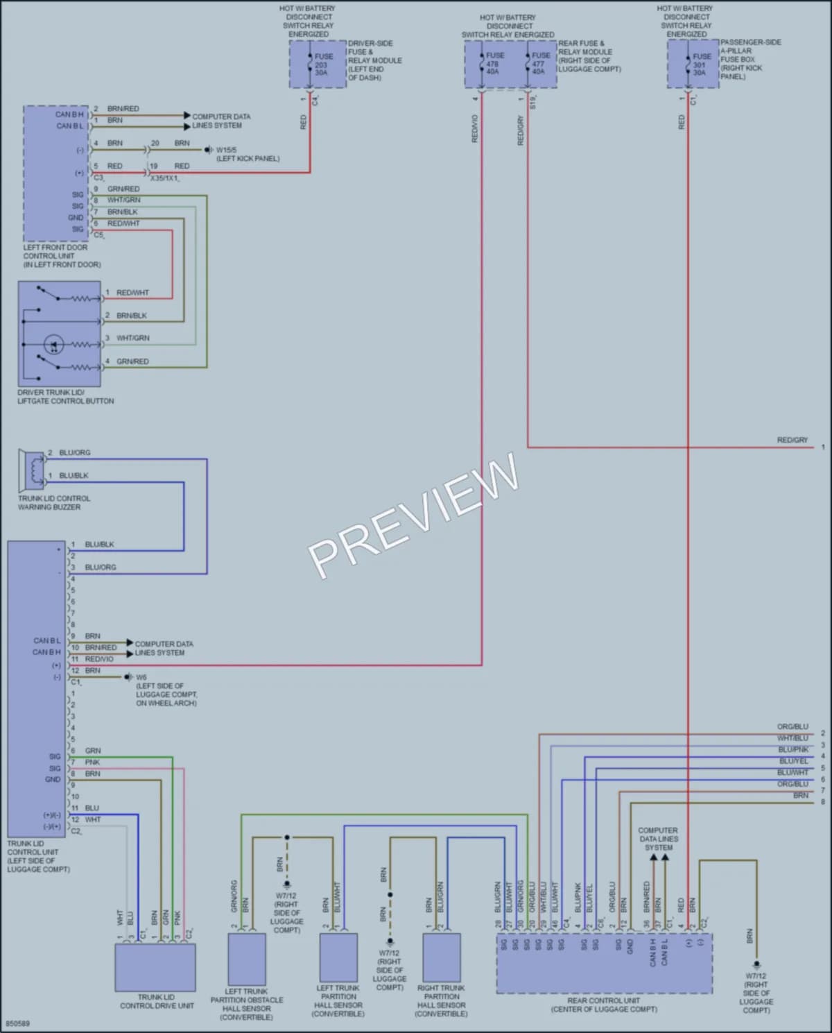 2023 MercedesBenz E450 Trunk Tailgate Fuel Door wiring diagram preview