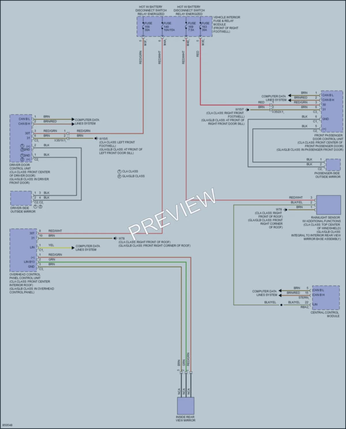 2023 MercedesBenz GLA250 Power Mirrors wiring diagram preview