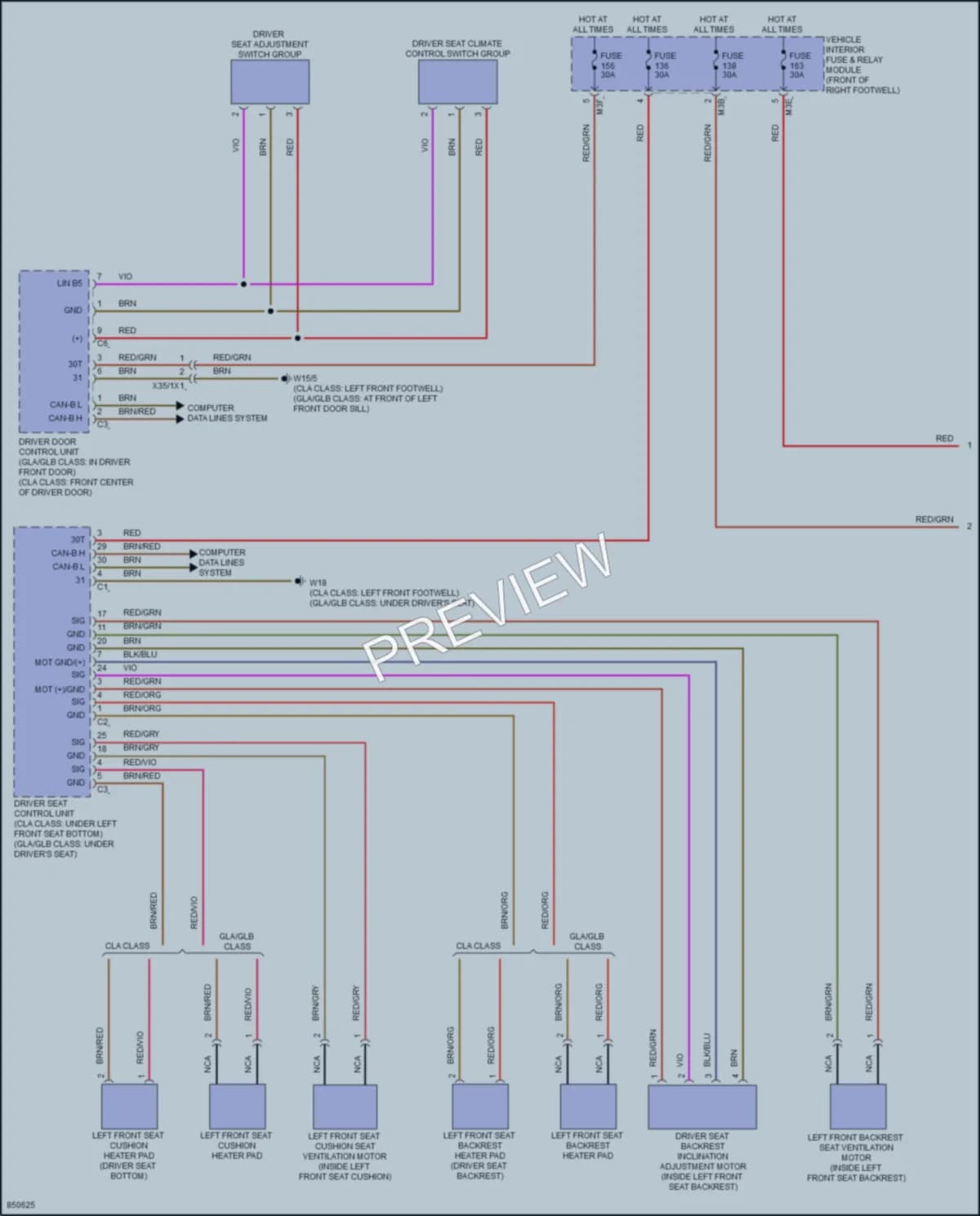 2023 MercedesBenz GLA250 Power Seats wiring diagram preview