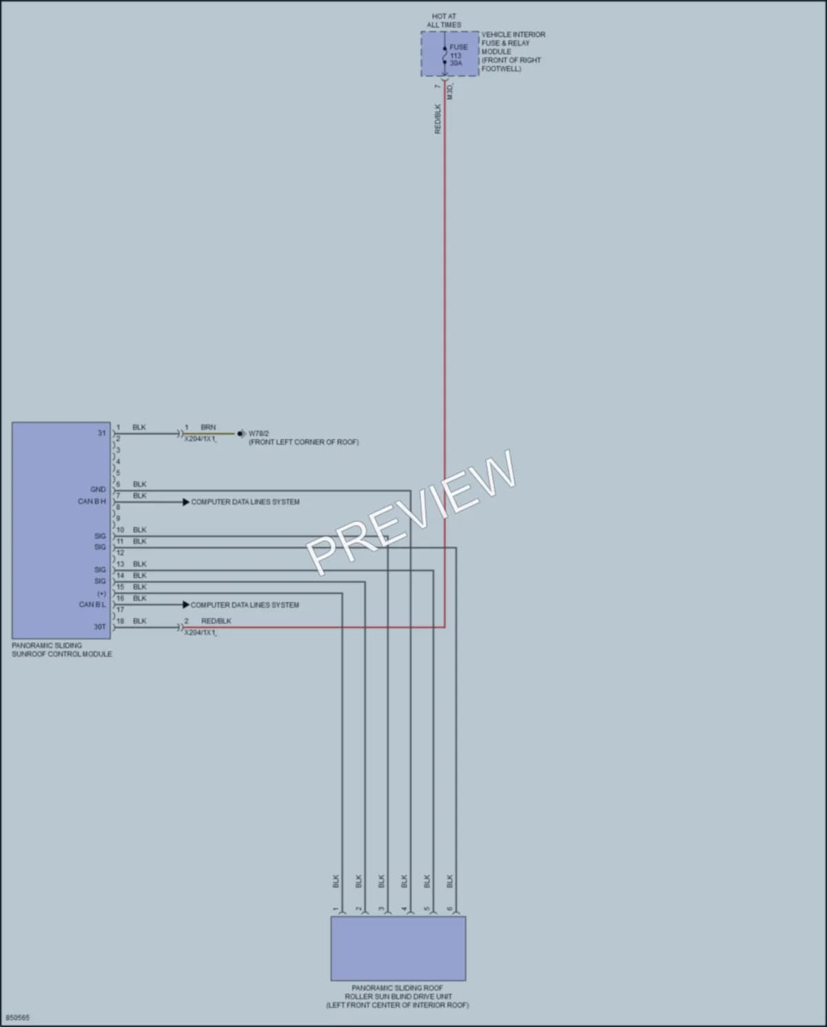 2023 MercedesBenz GLA250 Power Top Sunroof wiring diagram preview