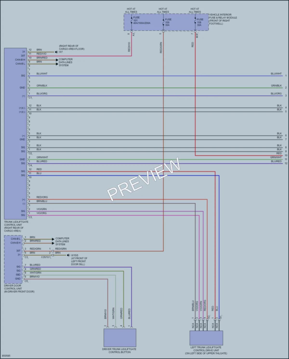 2023 MercedesBenz GLA250 Trunk Tailgate Fuel Door wiring diagram preview