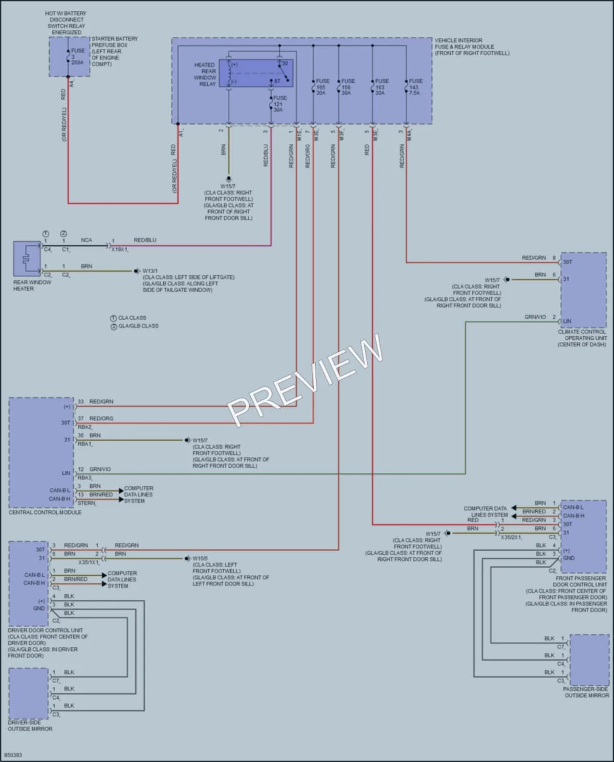 2023 MercedesBenz GLB250 Defoggers wiring diagram preview