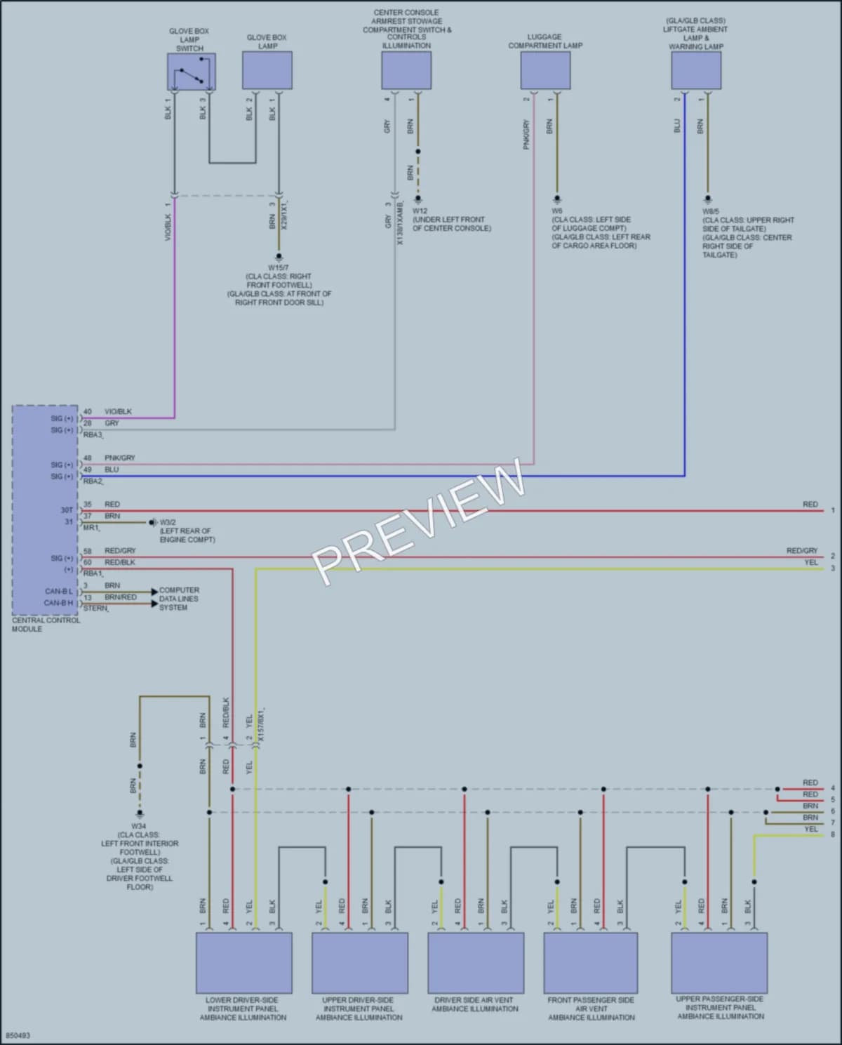 2023 MercedesBenz GLB250 Interior Lights wiring diagram preview