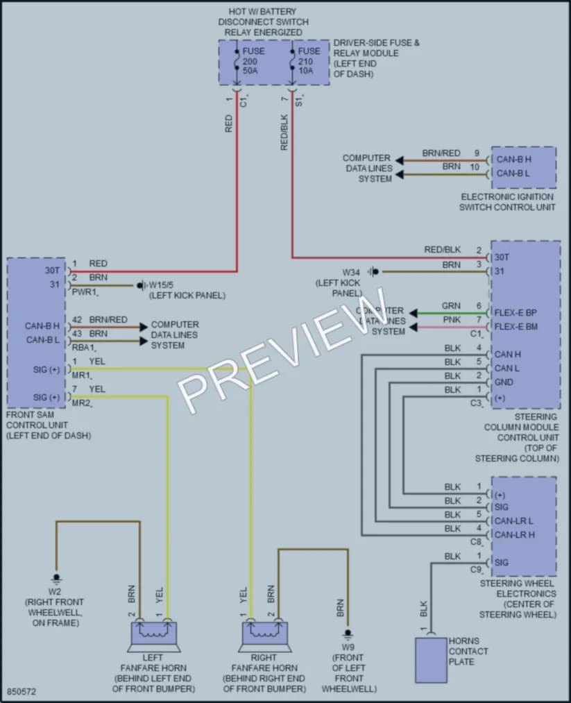 2023 MercedesBenz GLC300 Horn wiring diagram preview