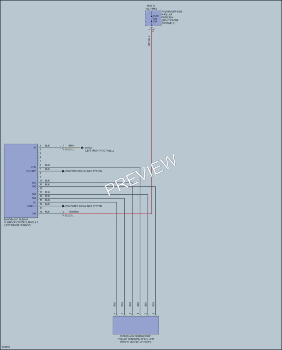 2023 MercedesBenz GLE350 Power Top Sunroof wiring diagram preview