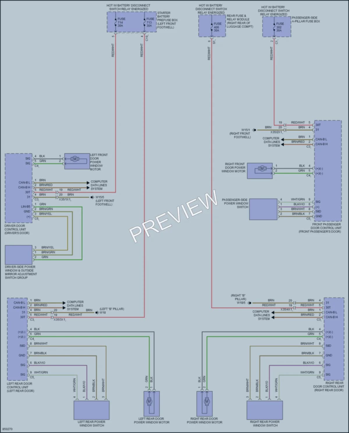 2023 MercedesBenz GLE450 Power Windows wiring diagram preview