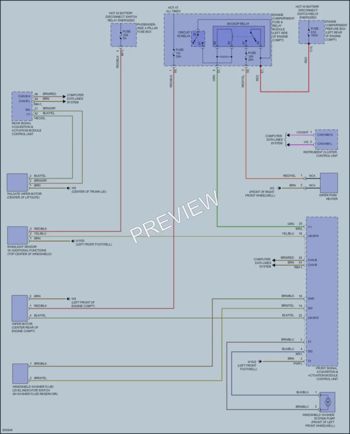 2023 MercedesBenz GLS450 Wiper Washer wiring diagram preview