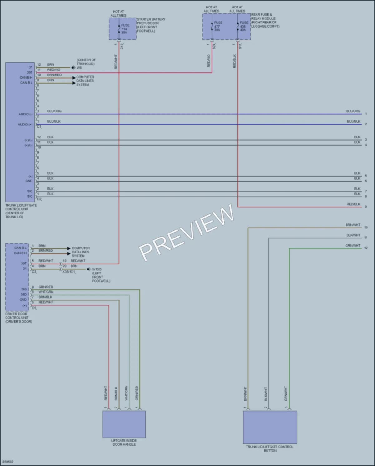 2023 MercedesBenz GLS580 Trunk Tailgate Fuel Door wiring diagram preview