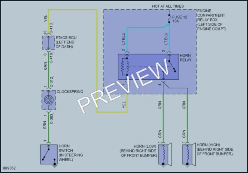 2023 Mitsubishi EclipseCross Horn wiring diagram preview