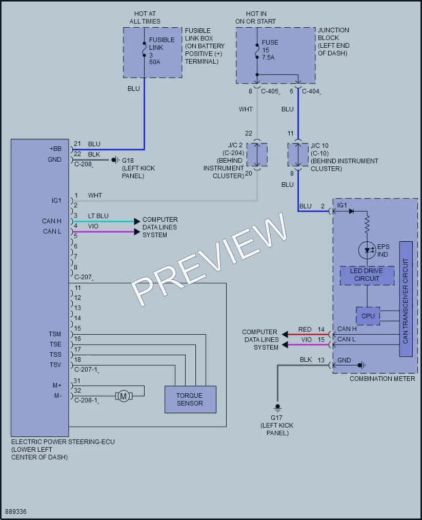 2023 Mitsubishi Mirage Electronic Power Steering wiring diagram preview