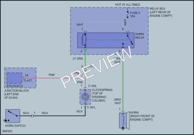 2023 Mitsubishi Mirage Horn wiring diagram preview