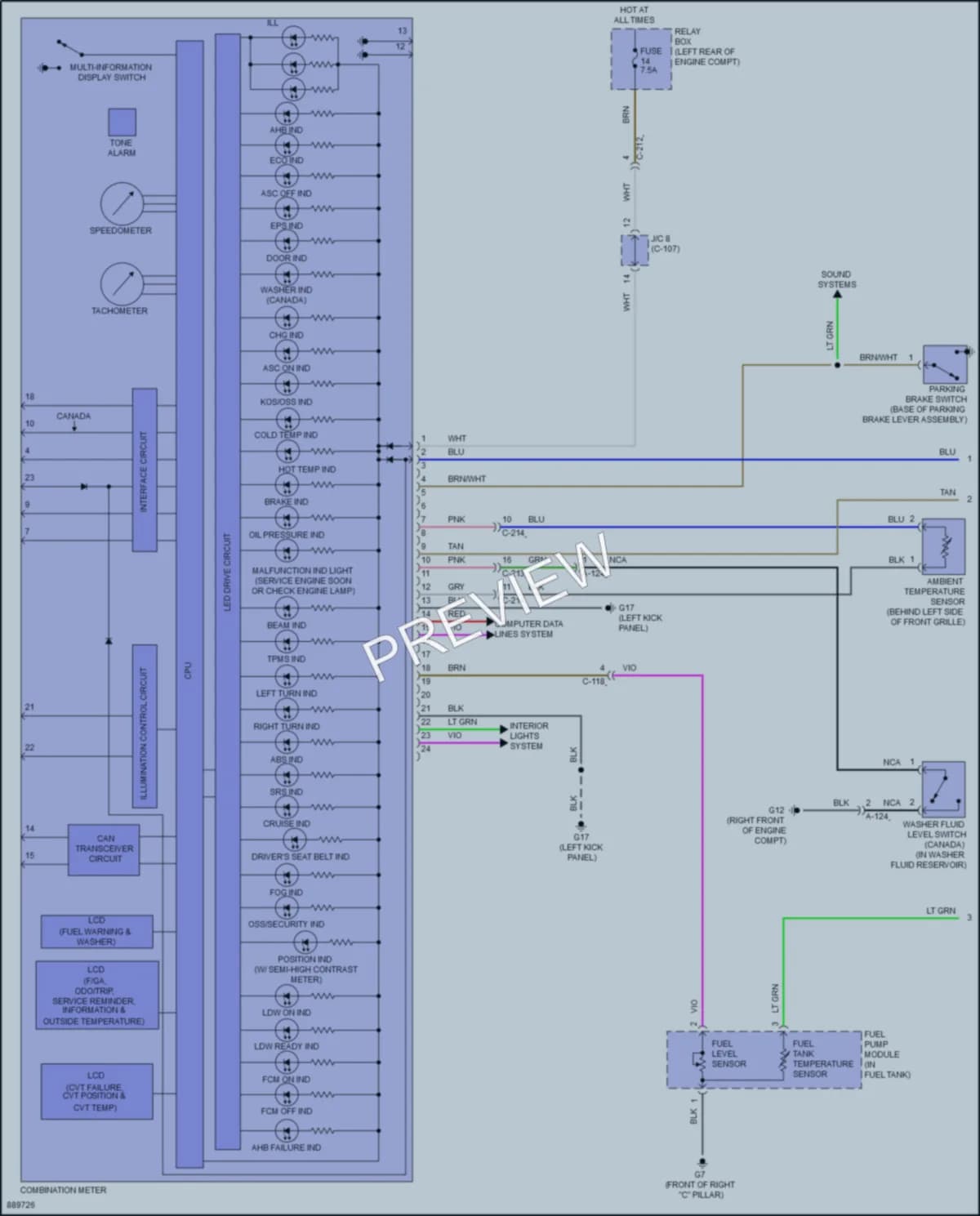 2023 Mitsubishi Mirage Instrument Cluster wiring diagram preview