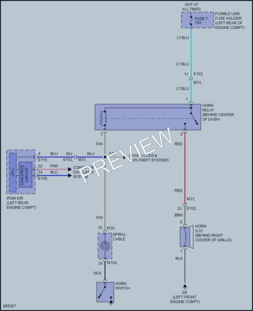 2023 Mitsubishi OutlanderPHEV Horn wiring diagram preview