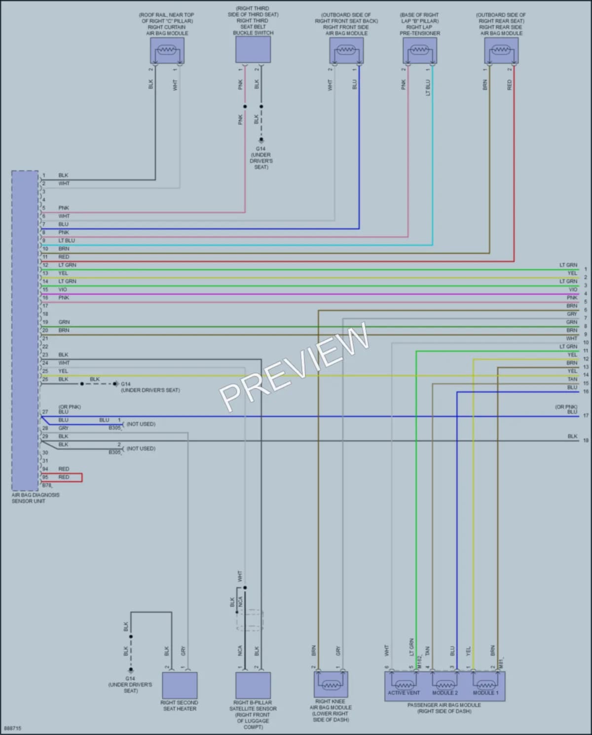 2023 Mitsubishi OutlanderPHEV Supplemental Restraints wiring diagram preview