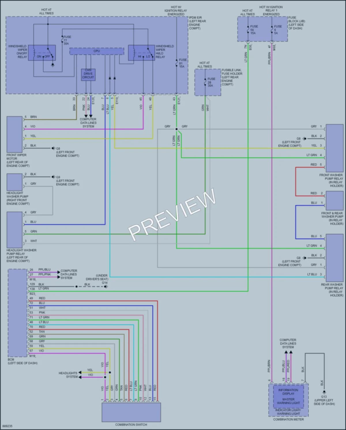 2023 Mitsubishi OutlanderPHEV Wiper Washer wiring diagram preview