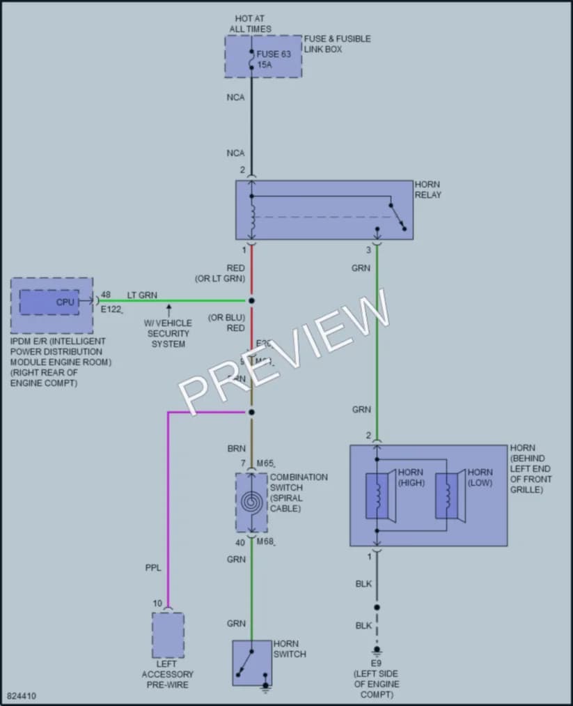2023 Nissan Frontier Horn wiring diagram preview
