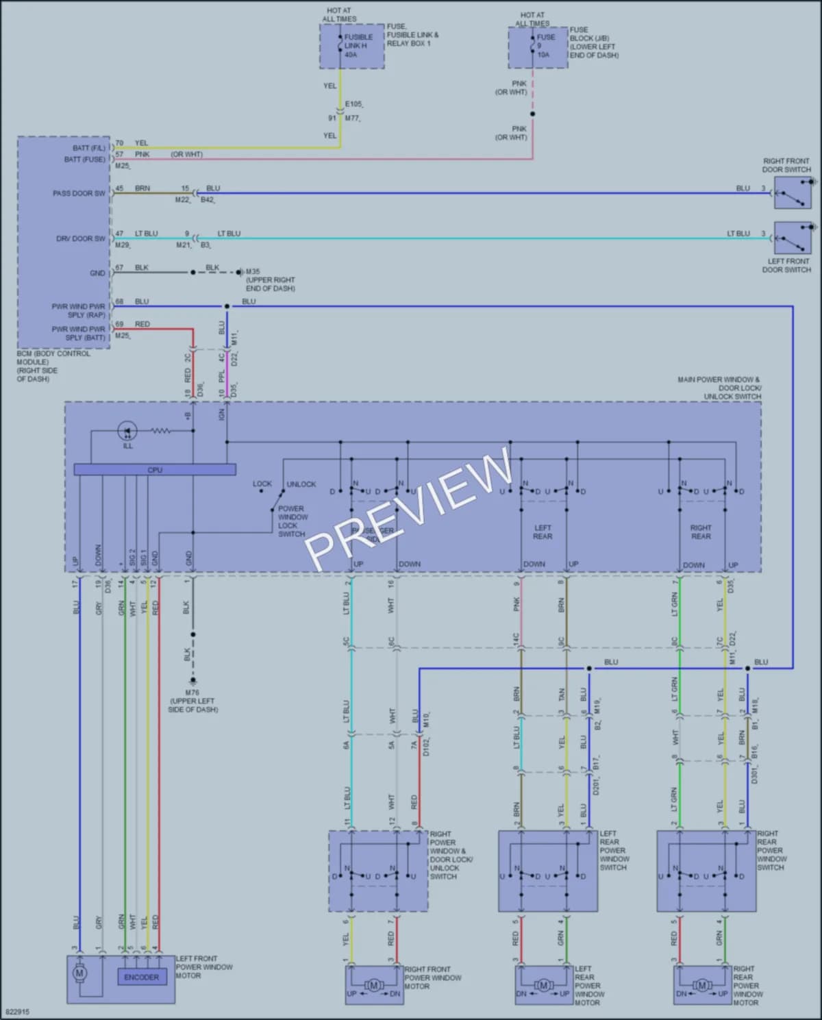 2023 Nissan LEAF Power Windows wiring diagram preview