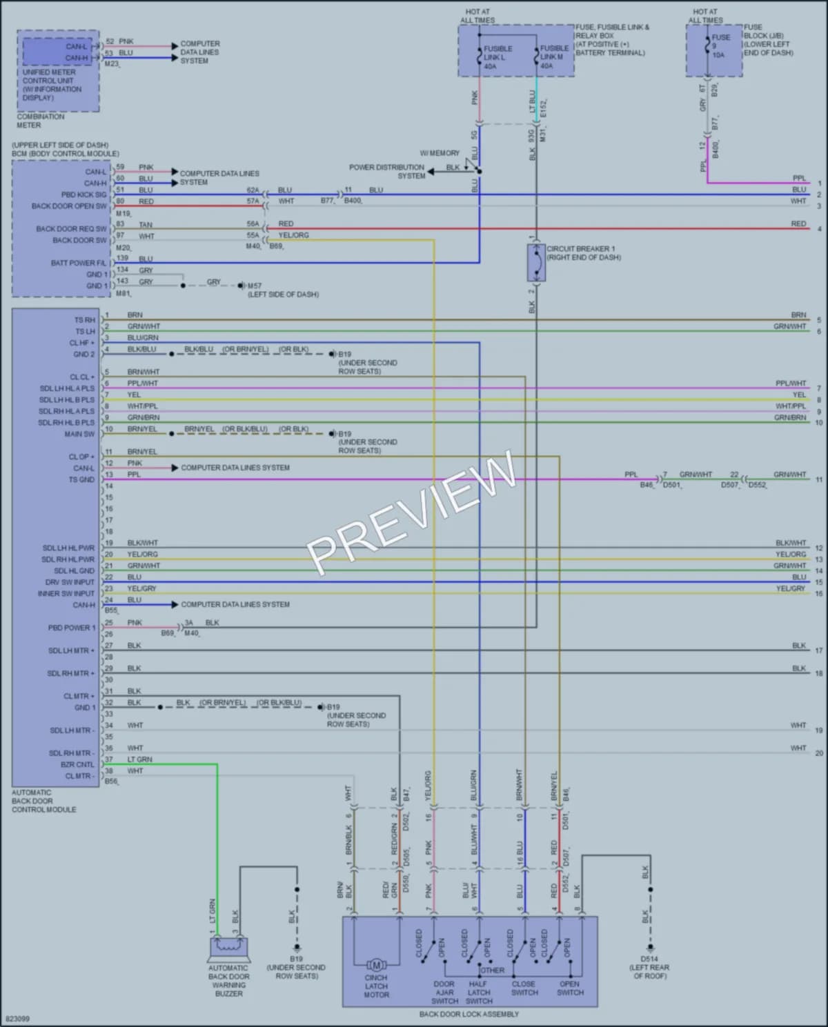 2023 Nissan Murano Trunk Tailgate Fuel Door wiring diagram preview