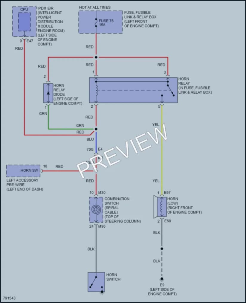 2023 Nissan Sentra Horn wiring diagram preview