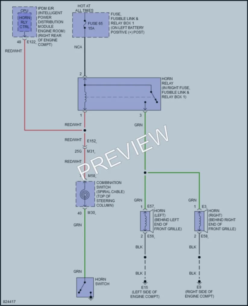 2023 Nissan Titan Horn wiring diagram preview