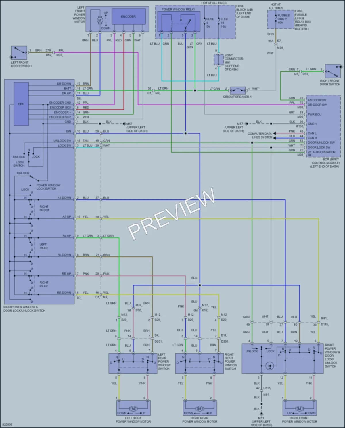 2023 Nissan Versa Power Windows wiring diagram preview