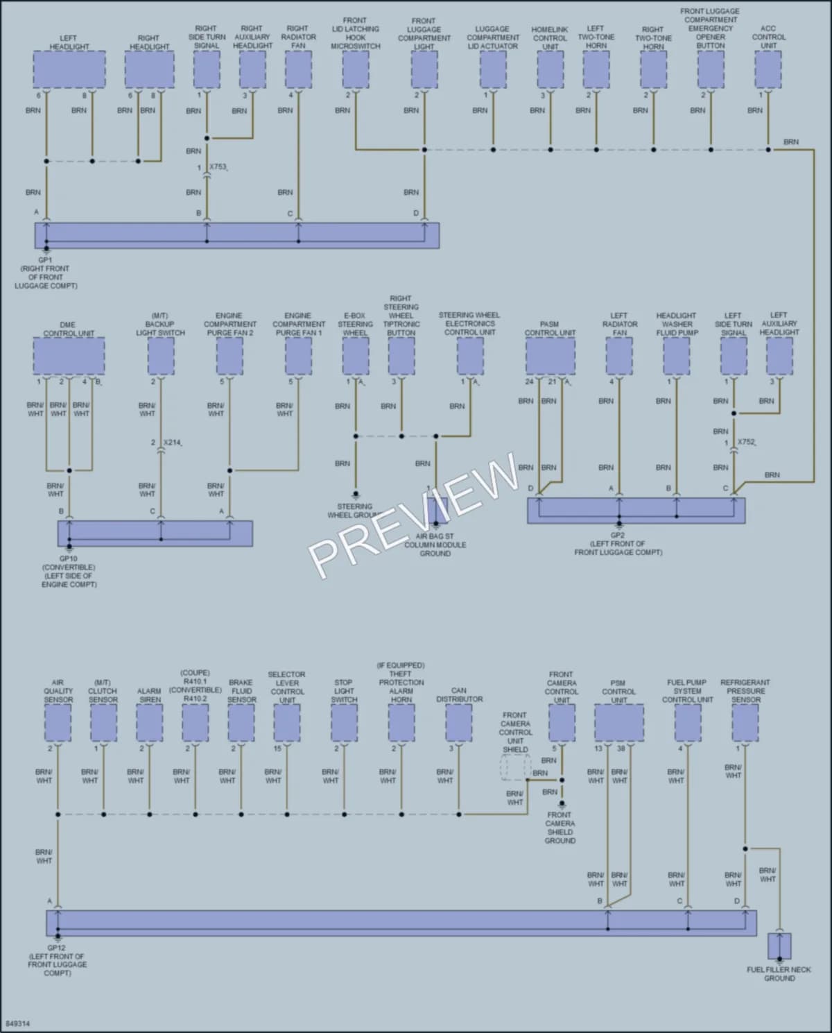 2023 Porsche 718Boxster Ground Distribution wiring diagram preview