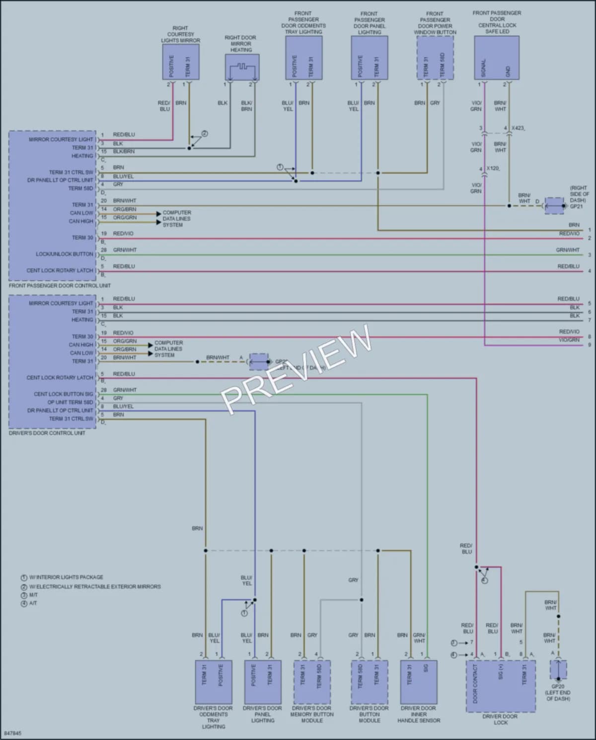 2023 Porsche 718Boxster Interior Lights wiring diagram preview
