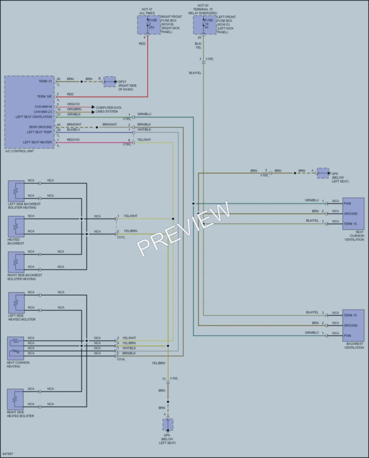 2023 Porsche 718Boxster Power Seats wiring diagram preview