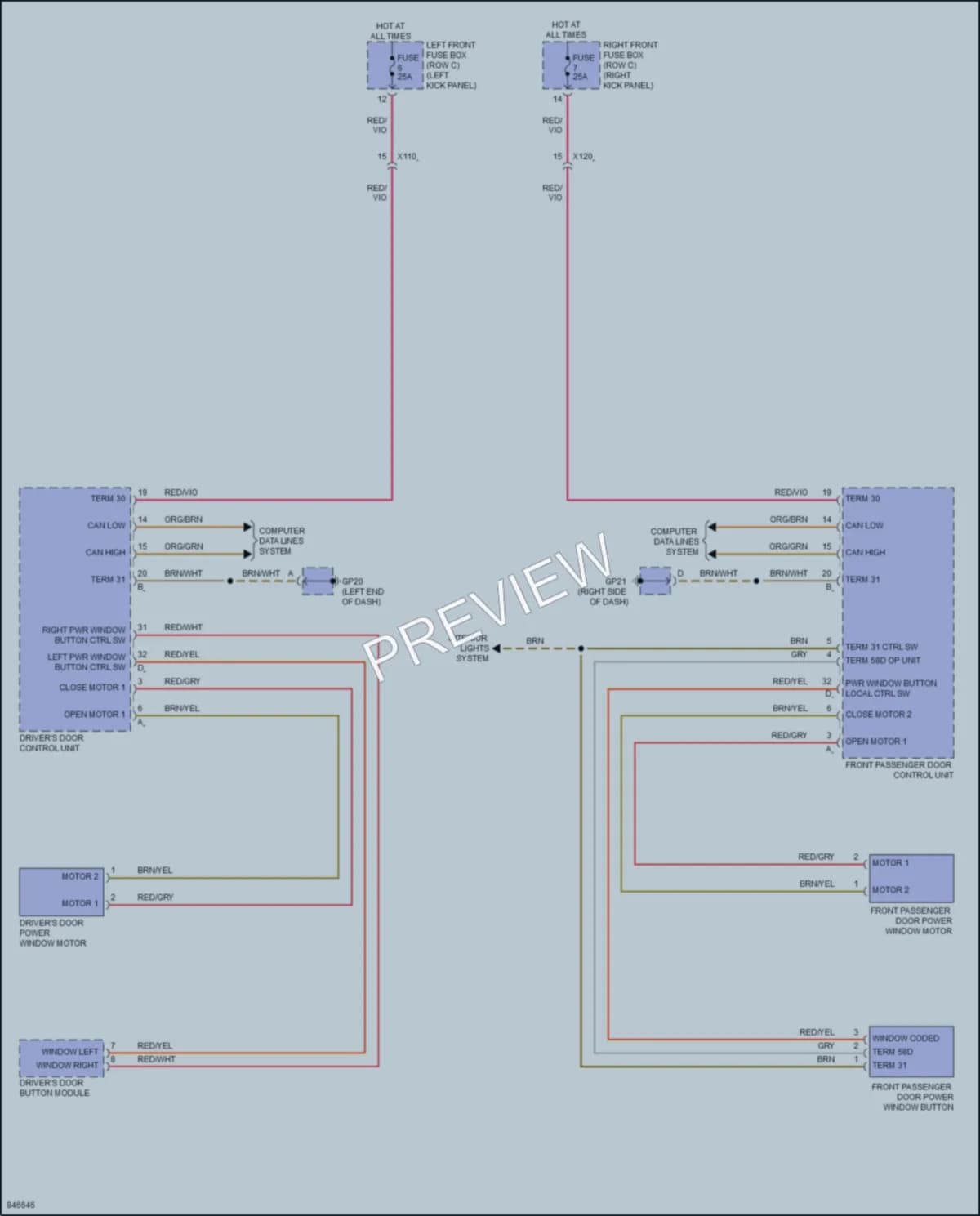 2023 Porsche 718Boxster Power Windows wiring diagram preview