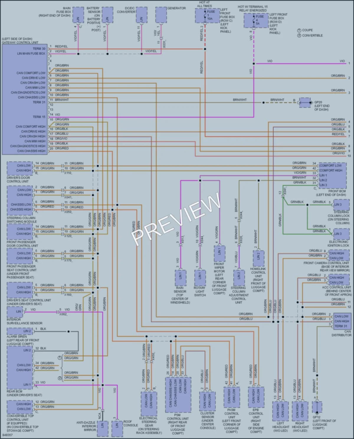 2023 Porsche 718Cayman Computer Data Lines wiring diagram preview