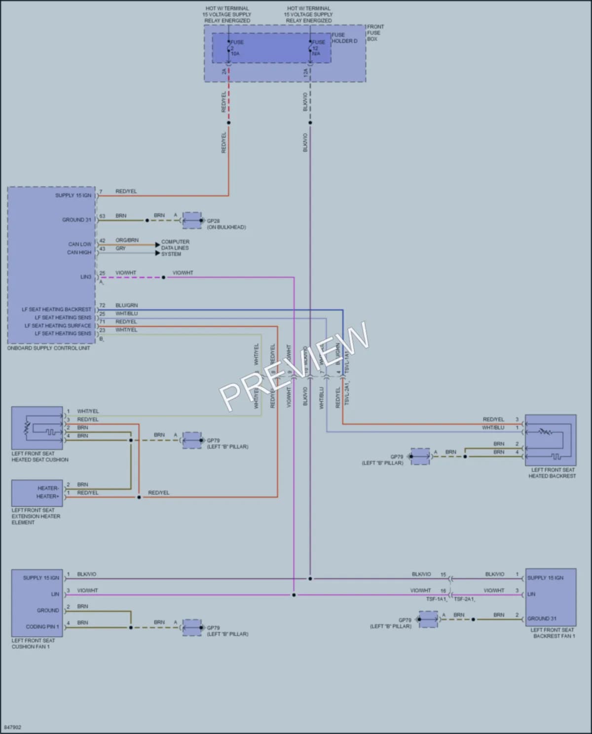 2023 Porsche Cayenne Power Seats wiring diagram preview