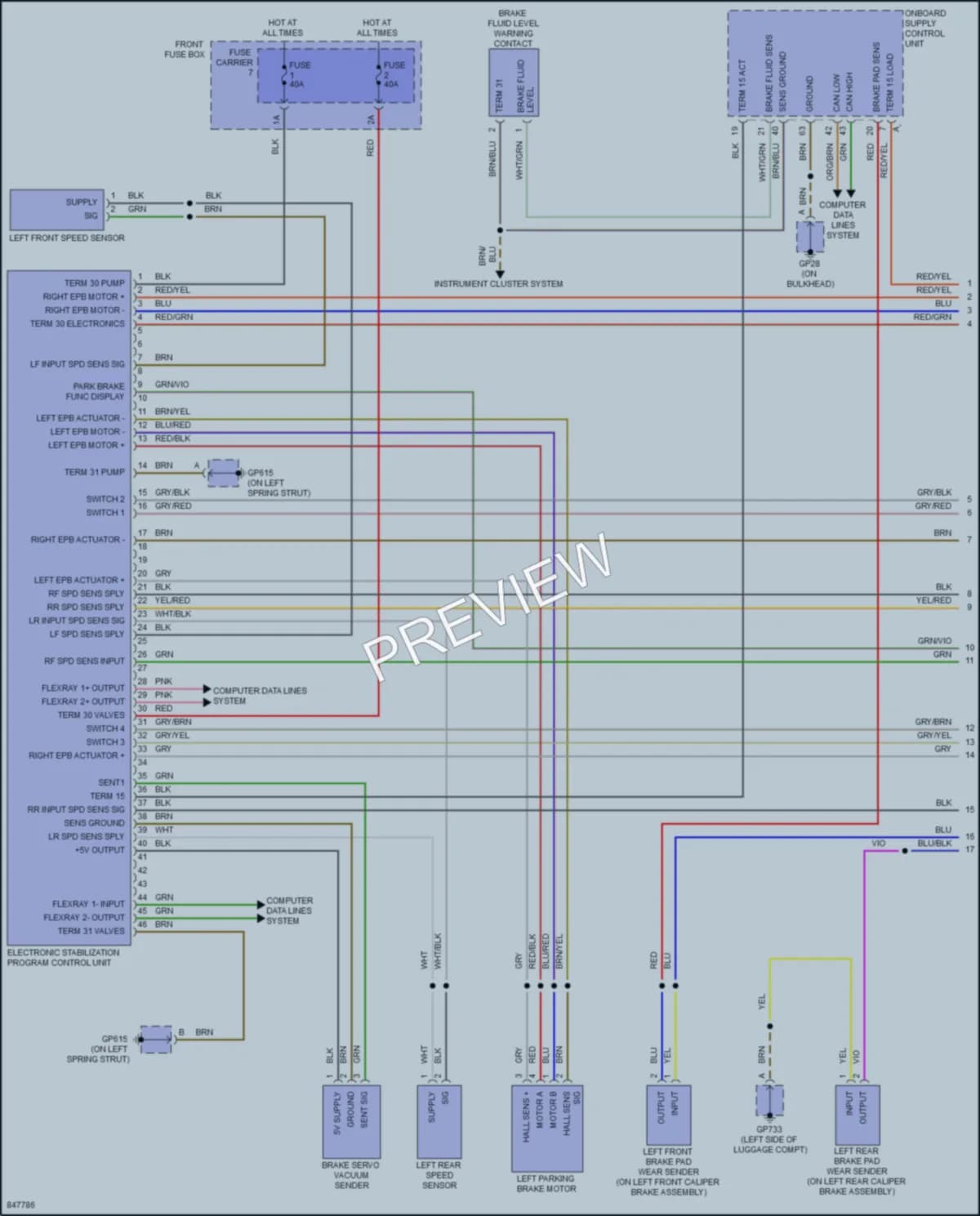 2023 Porsche CayenneCoupeHybrid Anti Lock Brakes wiring diagram preview