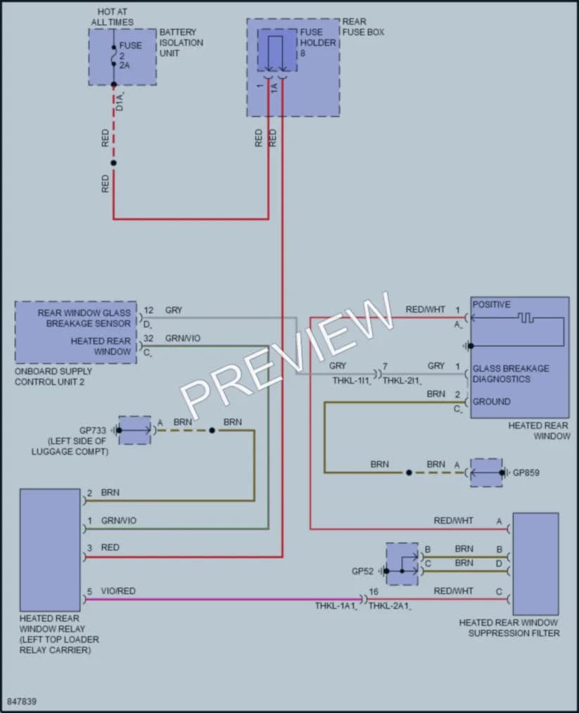 2023 Porsche CayenneCoupeHybrid Defoggers wiring diagram preview