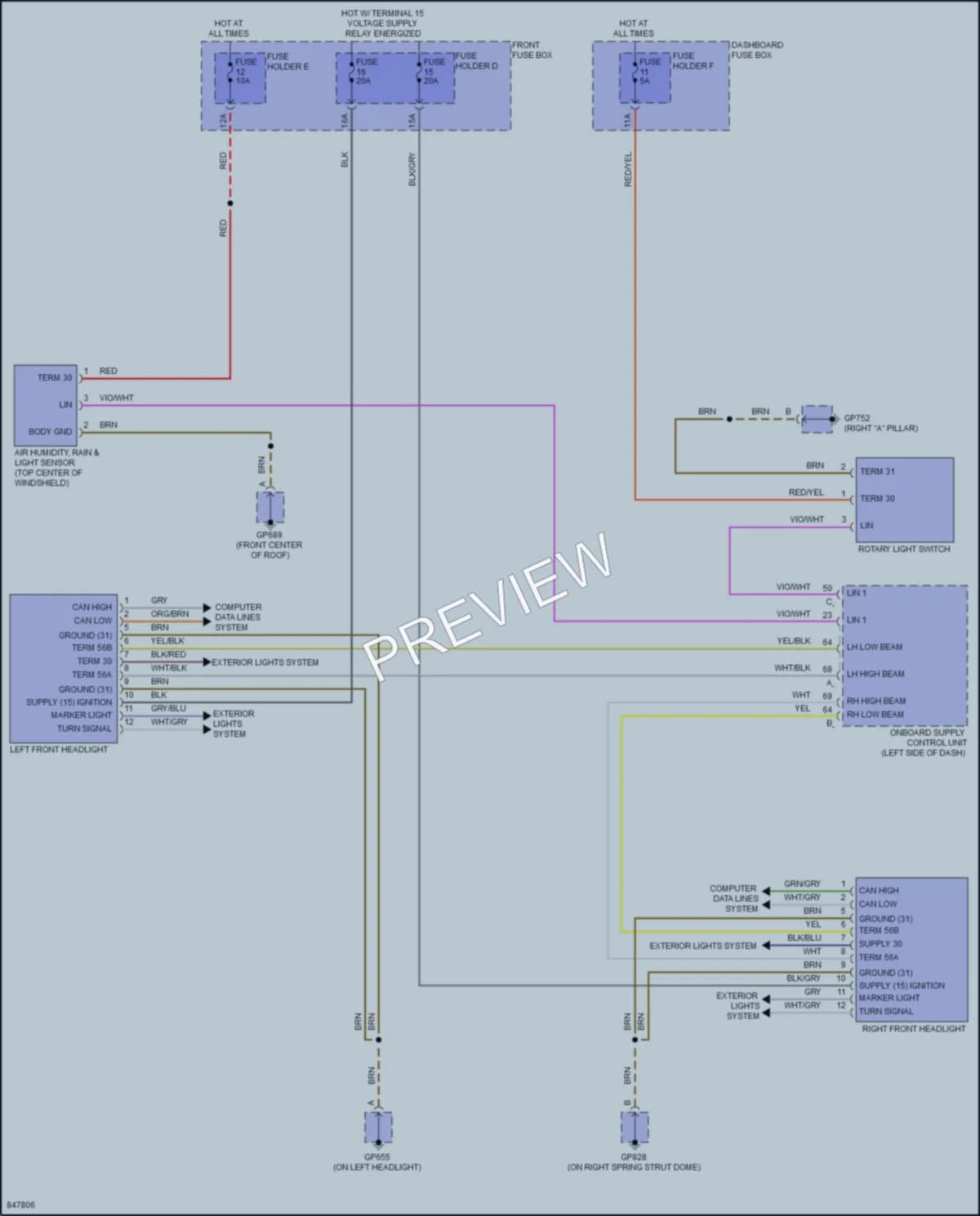 2023 Porsche CayenneCoupeHybrid Headlights wiring diagram preview