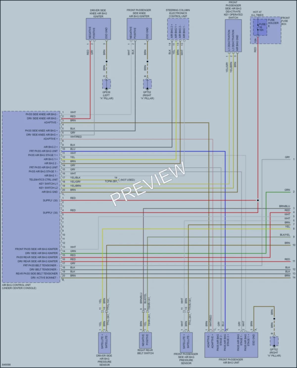 2023 Porsche CayenneCoupeHybrid Supplemental Restraints wiring diagram preview