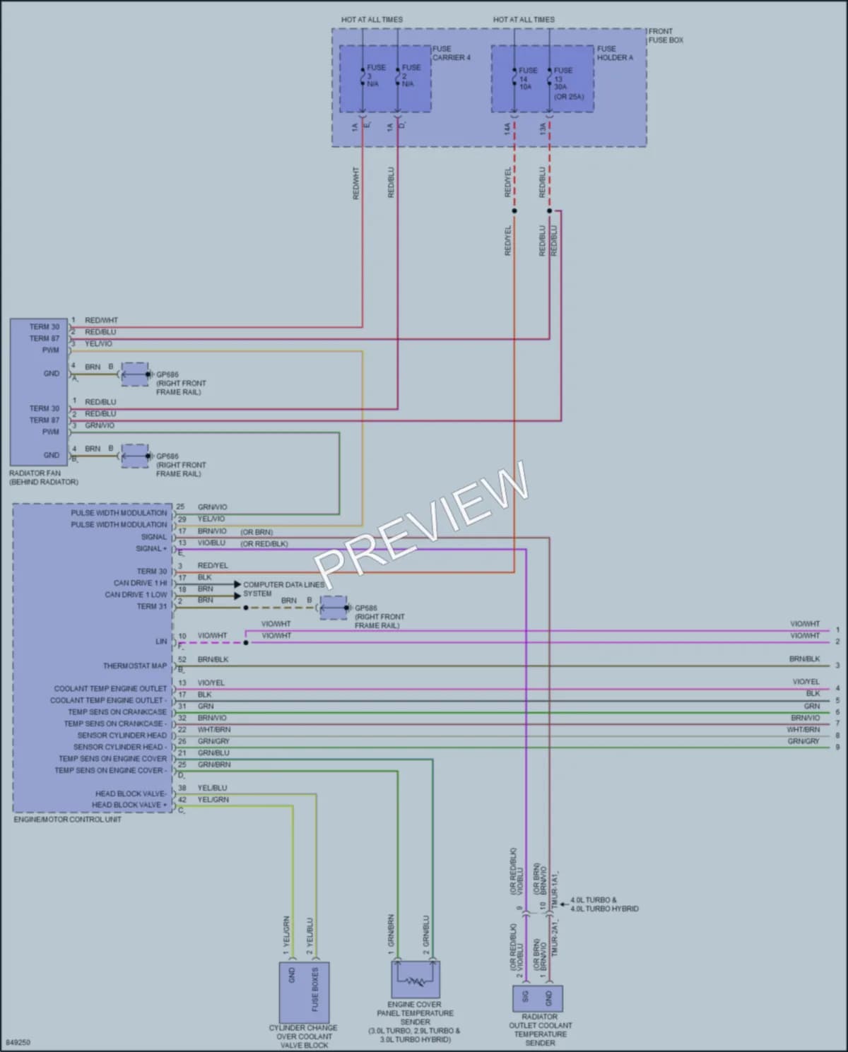 2023 Porsche CayenneHybrid Cooling Fan wiring diagram preview