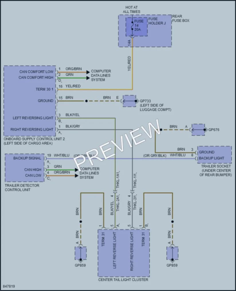 2023 Porsche CayenneHybrid Exterior Lights wiring diagram preview