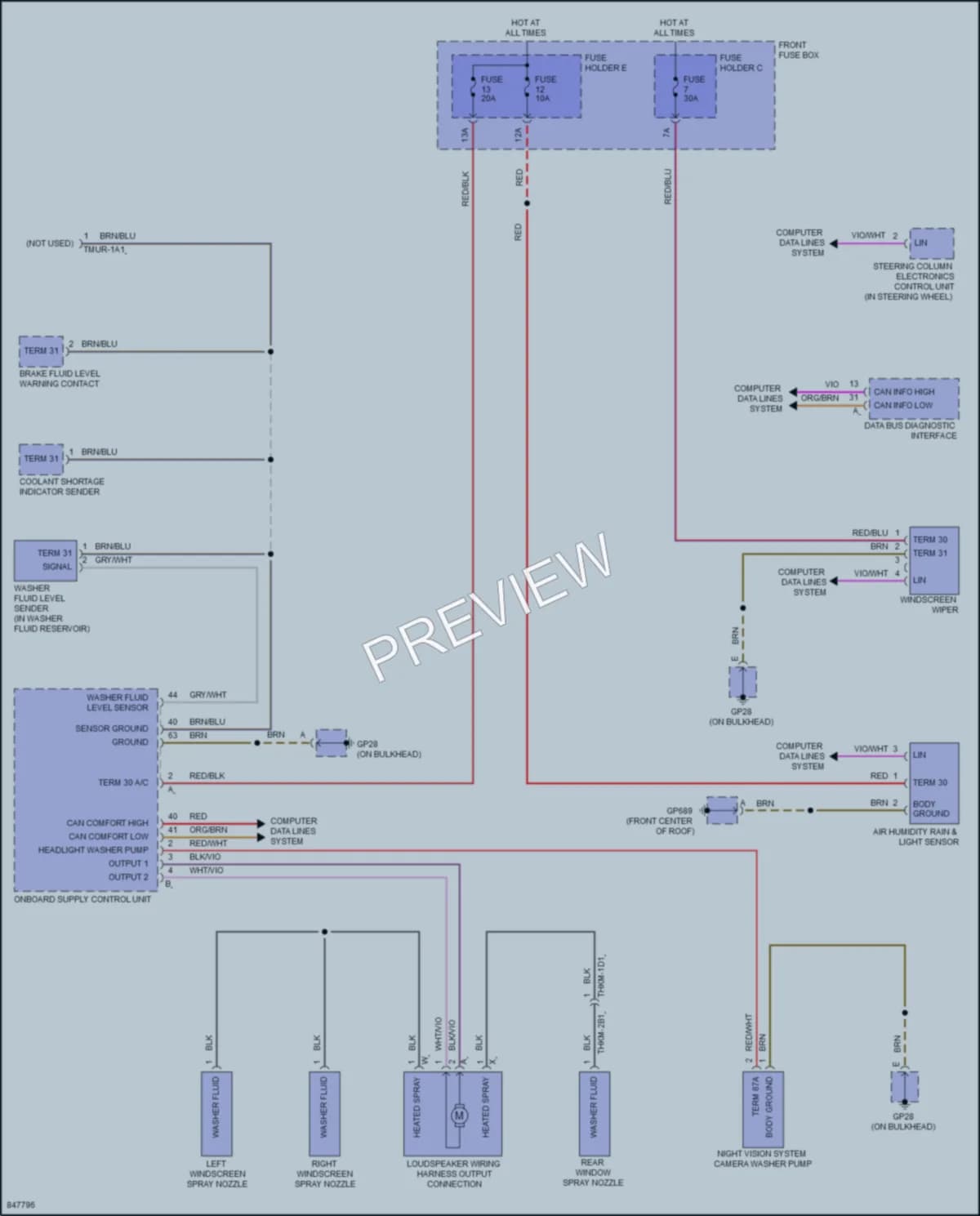 2023 Porsche CayenneHybrid Wiper Washer wiring diagram preview