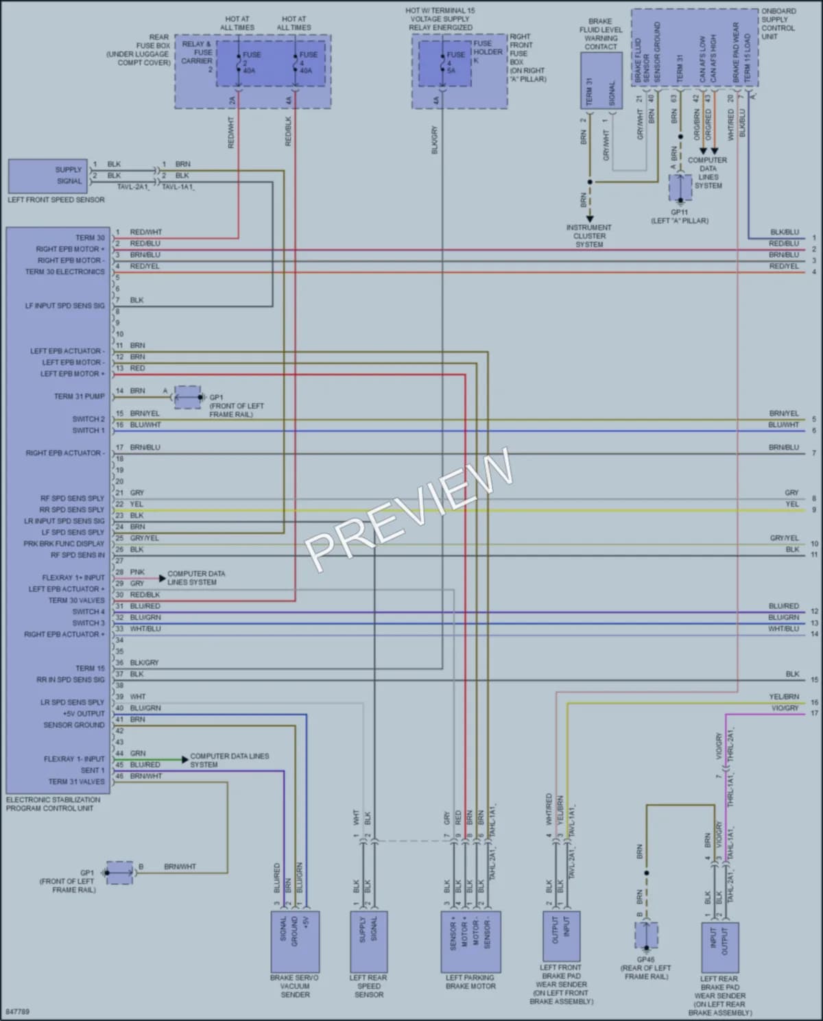 2023 Porsche Panamera Anti Lock Brakes wiring diagram preview