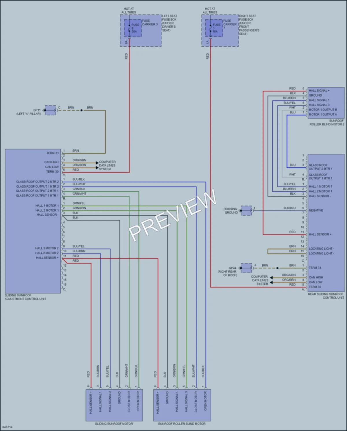 2023 Porsche Panamera Power Top Sunroof wiring diagram preview
