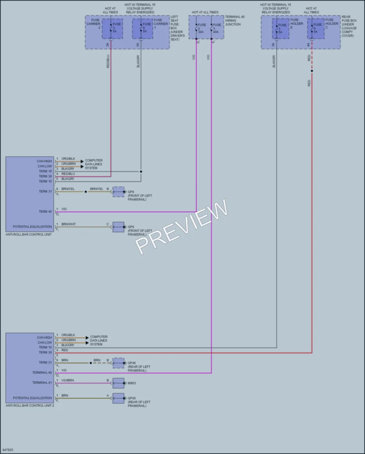 2023 Porsche PanameraHybrid Electronic Suspension wiring diagram preview