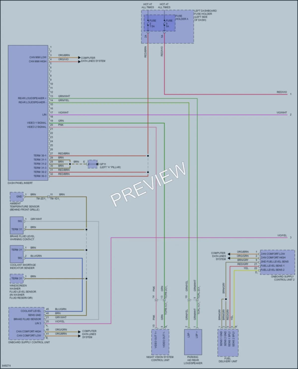 2023 Porsche PanameraHybrid Instrument Cluster wiring diagram preview