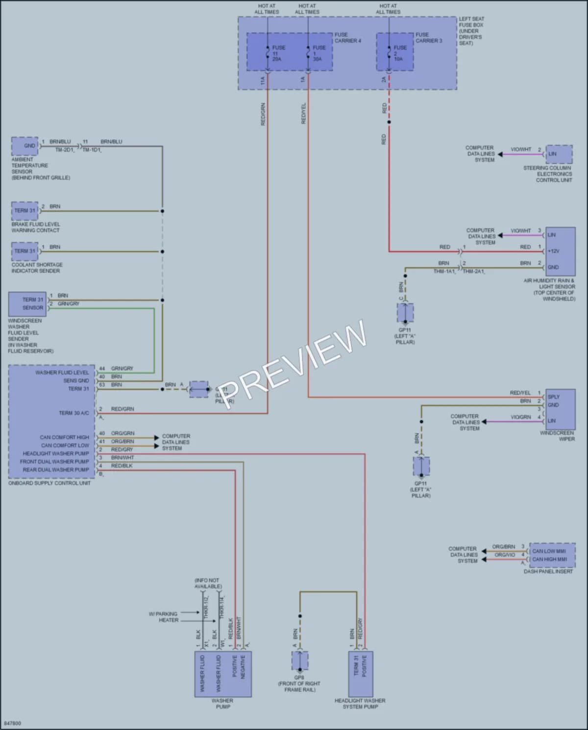 2023 Porsche PanameraHybrid Wiper Washer wiring diagram preview