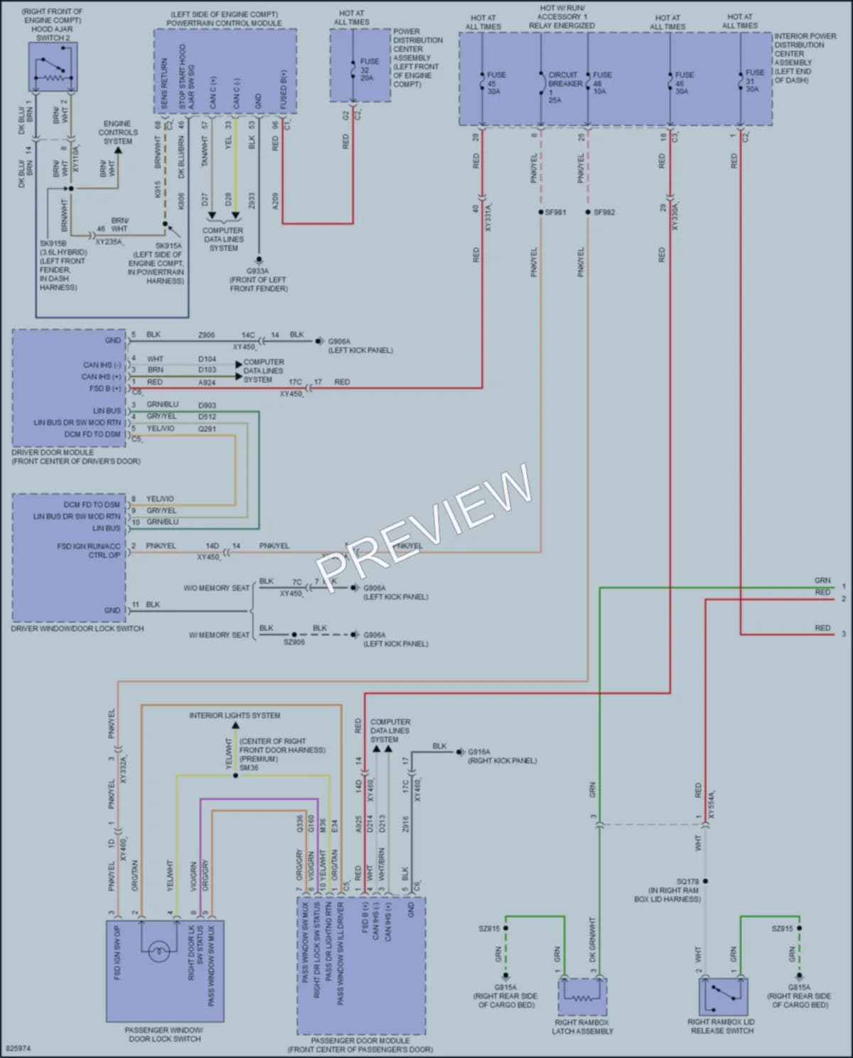2023 Ram 1500 Power Door Locks wiring diagram preview