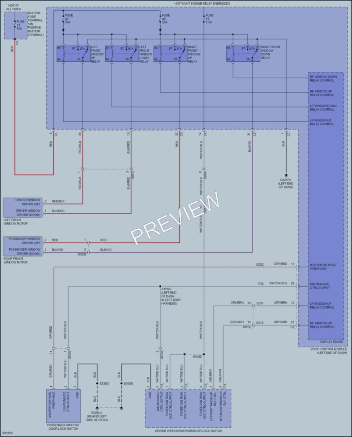 2023 Ram 2500ProMaster Power Windows wiring diagram preview